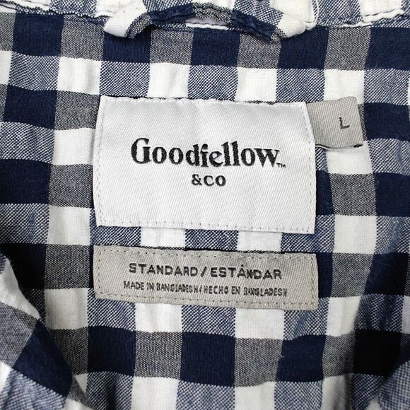 Goodfellow Northrop Short Sleeve Shirt Women's L Gray Check Standard Gingham - Picture 3 of 6